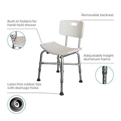 1037HD Heavy Duty Shower Chair with Back