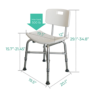 1037HD Heavy Duty Shower Chair with Back