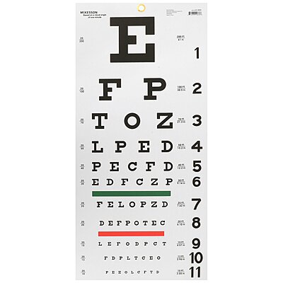 McKesson Snellen Eye Chart 20 Foot Acuity Test, 11" x 22"