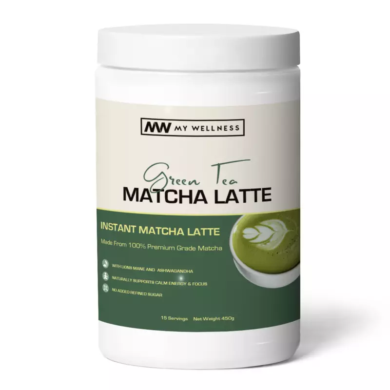 Green Tea Matcha Latte Infused with Lion’s Mane & Ashwagandha 