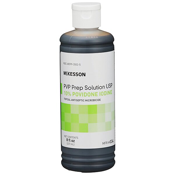 McKesson® Skin Prep Solution 10% Povidone-Iodine 8 oz. Flip-Top Bottle Non-Sterile