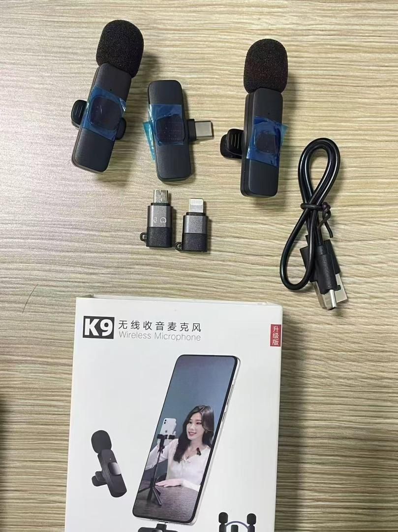 K9 Wireless Microphone Portable Audio Video Recording Mini Mic For Android I-Phone & Type-C