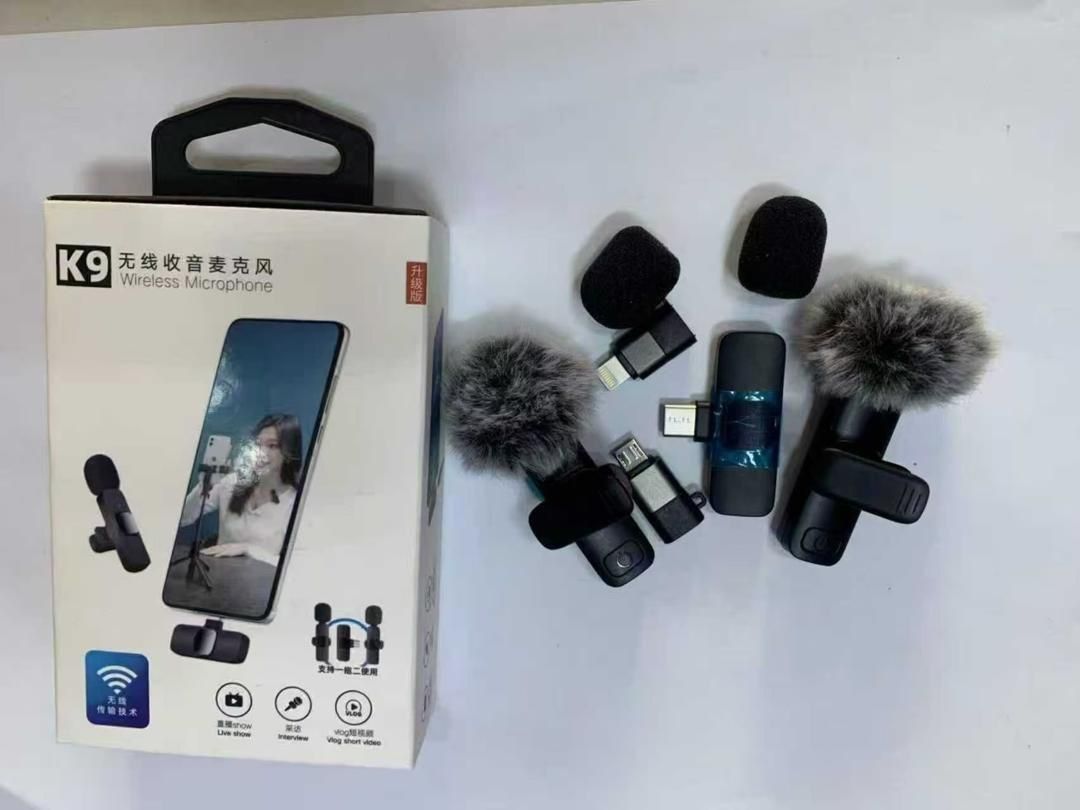 K9 Wireless Microphone Portable Audio Video Recording Mini Mic For I-Phone, Android & Type-C