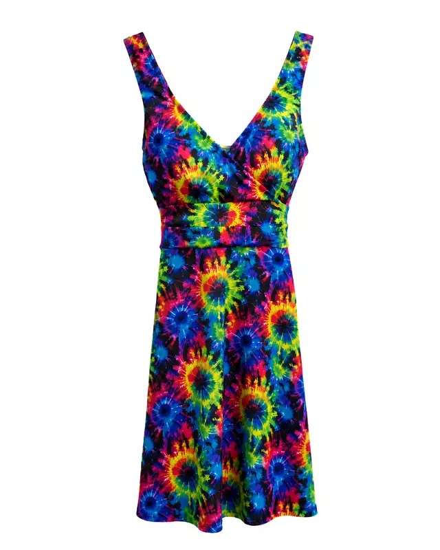 Women's Tie-Dye V-Neck Swim Dress