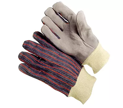 Stripe fabric back, lined palm, knit wrist, men’s