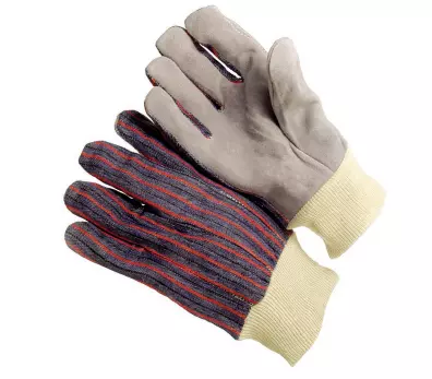 Stripe fabric back, lined palm, knit wrist, men’s