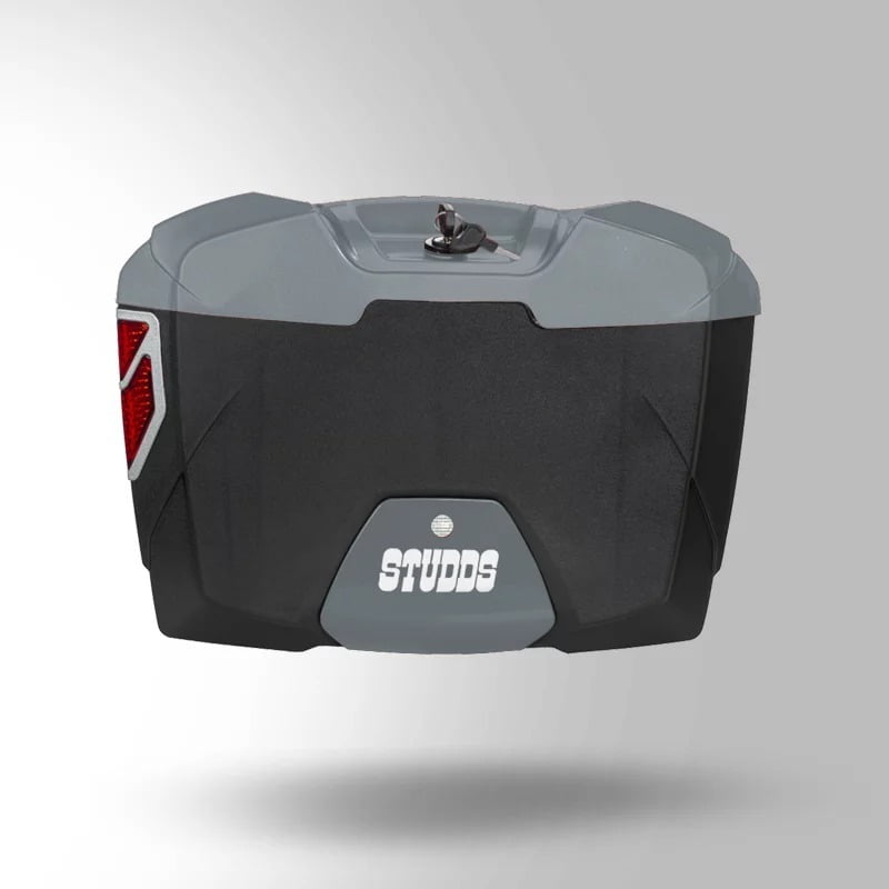 STUDDS SIDE BOX EXPLORER WITH UNIVERSAL FITMENT CLAMPS GUN GREY