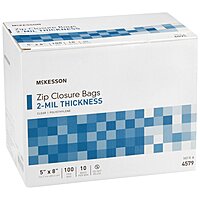 McKesson Reclosable Bag, 5 x 8 Inch, Clear Polyethylene, Zipper Closure