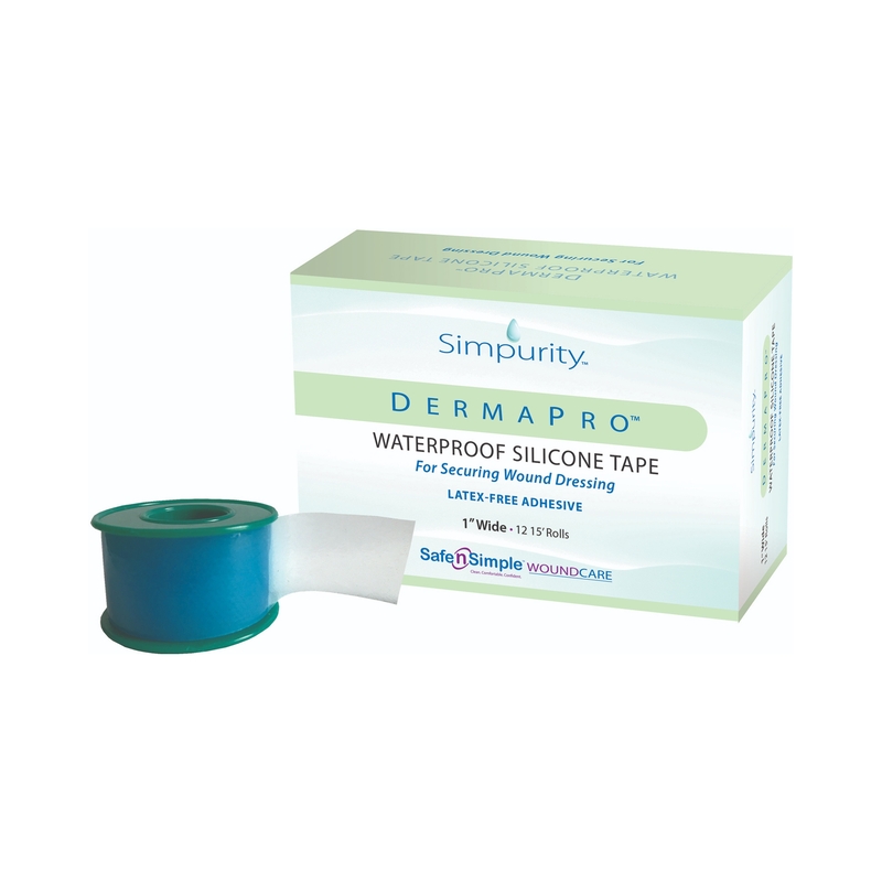 DermaPro™ Waterproof Medical Tape White 1 Inch X 5 Yard Silicone NonSterile (BX/12RL)