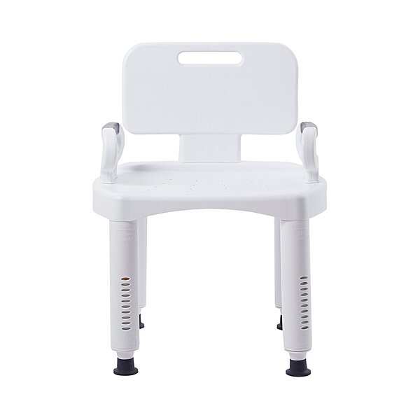 McKesson Bath Bench, Plastic Frame, Removable Arms, Removable Backrest, 21-1/4 Inch Seat Width, 350 lb Capacity,