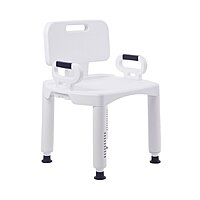 McKesson Bath Bench, Plastic Frame, Removable Arms, Removable Backrest, 21-1/4 Inch Seat Width, 350 lb Capacity,