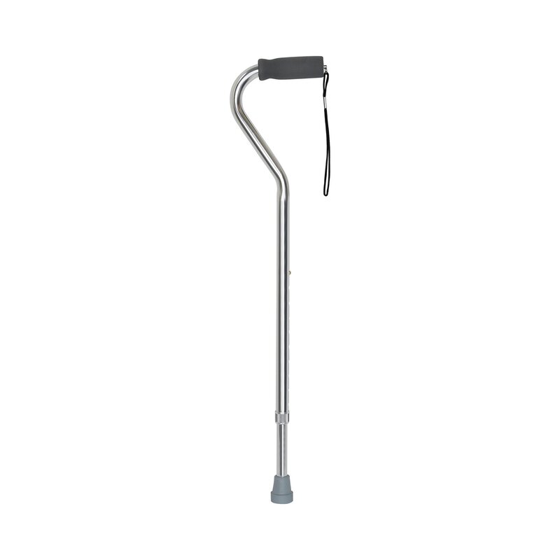 McKesson Offset Cane, Silver, Aluminum, Adjustable 30 to 39 Inch Height