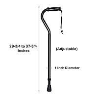 McKesson Offset Cane, Black, Steel, Adjustable 29-3/4 to 37-3/4 Inch Height
