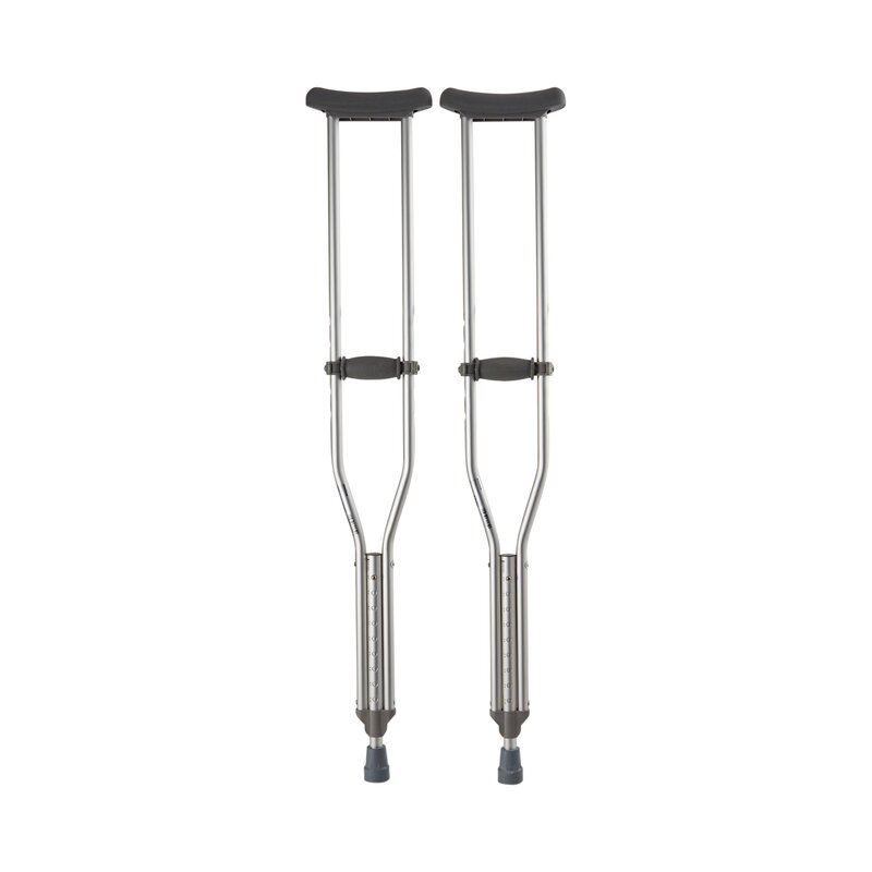 McKesson Underarm Crutches, Adult, 5 Ft 2 In to 5 Ft 10 In User Height, Aluminum Frame, 350 lb Capacity, Pair