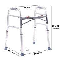McKesson Dual Release Folding Walker, Adjustable Height 25 to 32 Inch, Aluminum Frame, 350 lb Capacity