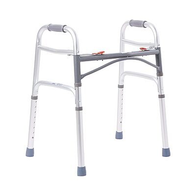 McKesson Dual Release Folding Walker, Adjustable Height 25 to 32 Inch, Aluminum Frame, 350 lb Capacity