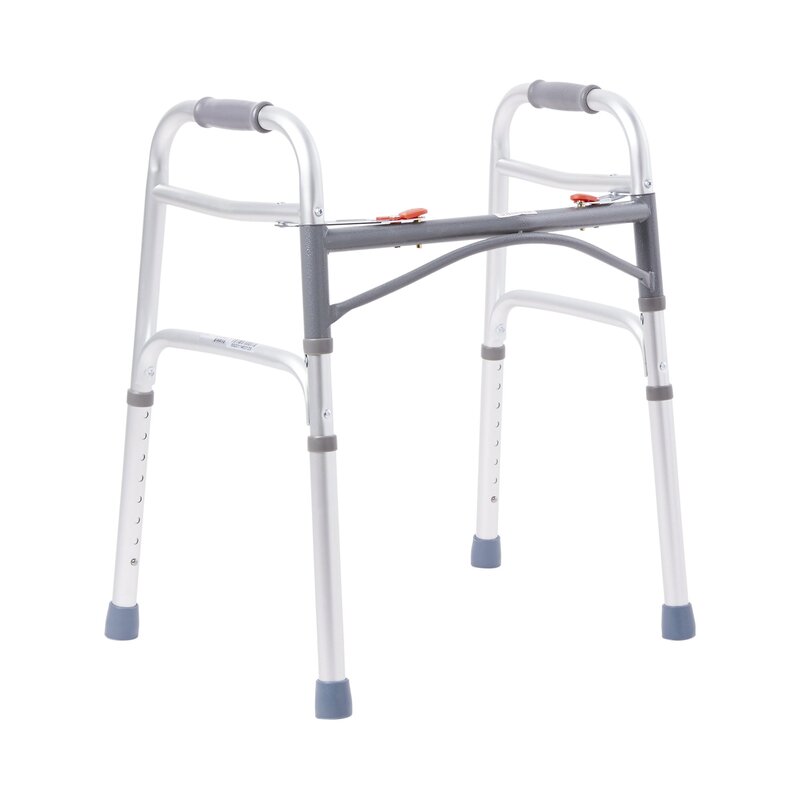 McKesson Dual Release Folding Walker, Adjustable Height 25 to 32 Inch, Aluminum Frame, 350 lb Capacity