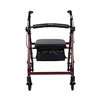 McKesson 4 Wheel Rollator, Red, Folding Aluminum Frame, Adjustable Height, 300 lb Capacity, (EA/1)