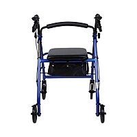 McKesson 4 Wheel Rollator, Blue, Folding Aluminum Frame, Adjustable Height, 300 lb Capacity, (EA/1)
