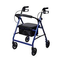 McKesson 4 Wheel Rollator, Blue, Folding Aluminum Frame, Adjustable Height, 300 lb Capacity, (EA/1)