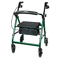 McKesson 4 Wheel Rollator, Green, Folding Aluminum Frame, Adjustable Height, 300 lb Capacity, (EA/1)