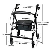 McKesson 4 Wheel Rollator, Black, Folding Aluminum Frame, Adjustable Height, 300 lb Capacity, (EA/1)