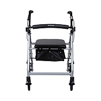 McKesson 4 Wheel Rollator, Silver, Folding Aluminum Frame, Adjustable Height, 300 lb Capacity,(EA/1)