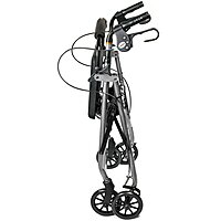 McKesson 4 Wheel Rollator, Silver, Folding Aluminum Frame, Adjustable Height, 300 lb Capacity,(EA/1)