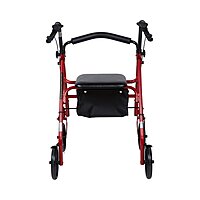 McKesson 4 Wheel Rollator, Red, Folding Steel Frame, Adjustable Height, 300 lb Capacity, (EA/1)
