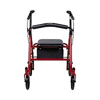 McKesson 4 Wheel Rollator, Red, Folding Steel Frame, Adjustable Height, 300 lb Capacity, (EA/1)