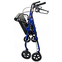 McKesson Bariatric 4 Wheel Rollator, Blue, Heavy Duty Folding Steel Frame, Adjustable Height, 400 lb Capacity, (EA/1)