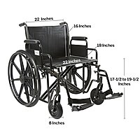 McKesson Bariatric Wheelchair, 22 Inch Seat, Dual Axle, Desk Length Arms, Swing-Away Footrests, 450 lb Capacity, (EA/1)