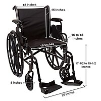 McKesson Lightweight Wheelchair, 18 Inch Seat, Dual Axle, Desk Length Arms, Swing-Away Footrests, 300 lb Capacity, (EA/1)
