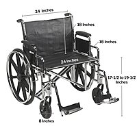 McKesson Bariatric Wheelchair, 24 Inch Seat, Dual Axle, Desk Length Arms, Swing-Away Footrests, 450 lb Capacity, (EA/1)