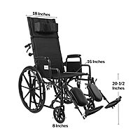 McKesson Reclining Wheelchair, 18 Inch Seat, Desk Length Arms, Swing-Away Elevating Legrests, 300 lb Capacity, (EA/1)