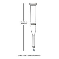 McKesson Underarm Crutches, Adult, 5 Foot 2 Inch to 5 Foot 10 Inch User Height, Aluminum Frame, 350 lb Capacity