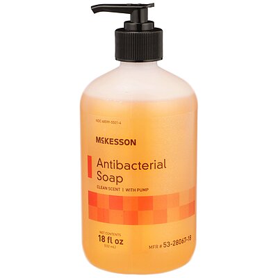 McKesson Antibacterial Liquid Soap – Clean Scent, 18 oz Pump Bottle