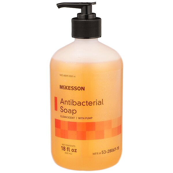 McKesson Antibacterial Liquid Soap – Clean Scent, 18 oz Pump Bottle