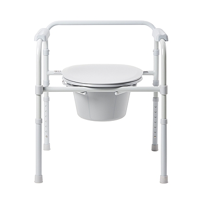 McKesson 3-in-1 Commode Chair, Fixed Arms, Steel Frame, Back Bar, 13-1/4 Inch Seat Width, 350 lb Capacity