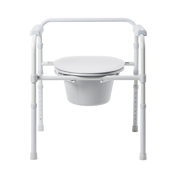 McKesson 3-in-1 Commode Chair, Fixed Arms, Steel Frame, Back Bar, 13-1/4 Inch Seat Width, 350 lb Capacity