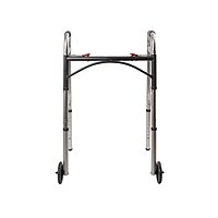 McKesson Dual Release Folding Walker with Wheels, Adjustable Height 32 to 39 Inch, Aluminum Frame, 350 lb Capacity