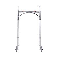 McKesson Dual Release Folding Walker with Wheels, Adjustable Height 32 to 39 Inch, Aluminum Frame, 350 lb Capacity, (EA/1)