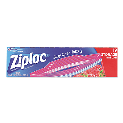 Ziploc® Reclosable Bag 10-9/16 X 10-3/4 Inch Clear with White Block Zipper Closure