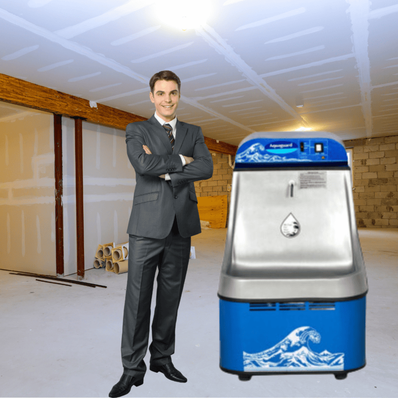 Aquaguard Cooler Cum Water Purifier with UV filter, dispensing hot, cold, and ambient water.