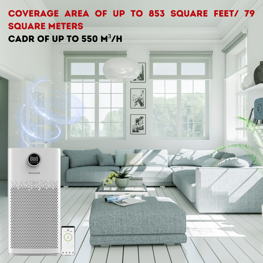 The stylish Honeywell Air Touch P2 Indoor Air Purifier operating in a modern Gurgaon living room. The stylish Honeywell Air Touch P2 Indoor Air Purifier operating in a modern Gurgaon living room.
