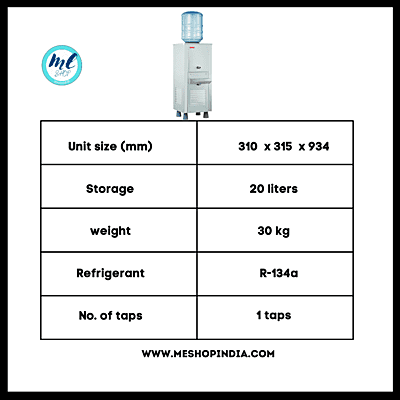 Stainless steel Usha SS2020BG cooler for bottled water.