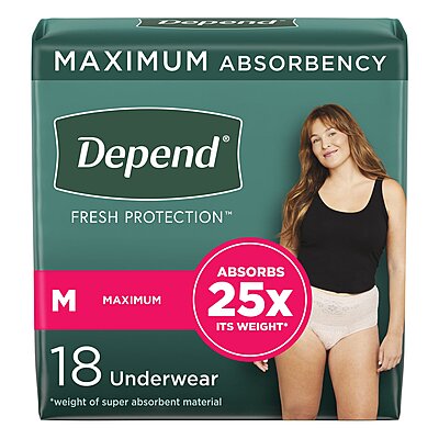 Depend® Fresh Protection Absorbent Underwear for Women Medium Waistband Style Heavy Absorbency 