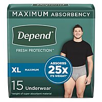 Depend® Fresh Protection Absorbent Underwear for Men X-Large Waistband Style Heavy Absorbency 