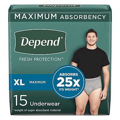 Depend® Fresh Protection Absorbent Underwear for Men X-Large Waistband Style Heavy Absorbency 