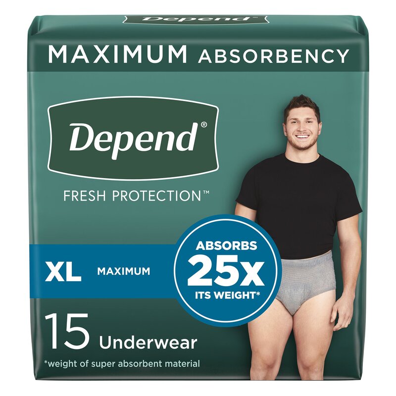 Depend® Fresh Protection Absorbent Underwear for Men X-Large Waistband Style Heavy Absorbency